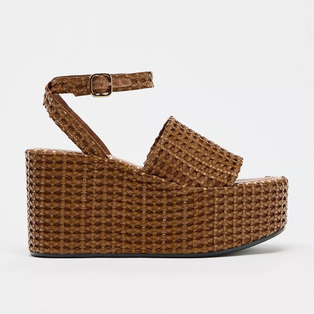 Zara Brown Platform Shoes with Woven Detailing